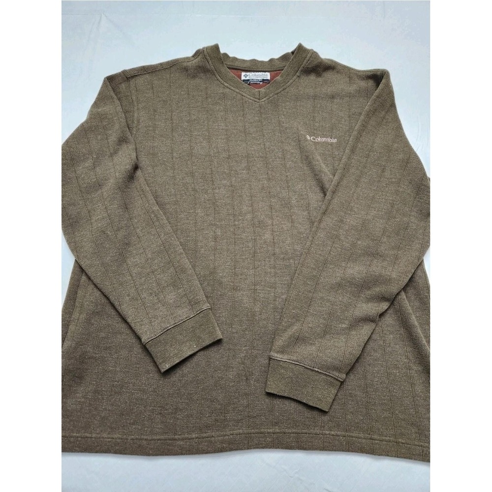 Columbia Sweater Mens Large Brown V Neck Knit Pullover‎ Casual Outdoors Classic